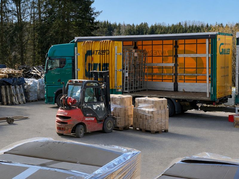 Restposten-Ankauf in Großmengen – palettierte Ware wird am Liquidato-Lager für Abholung und Export verladen