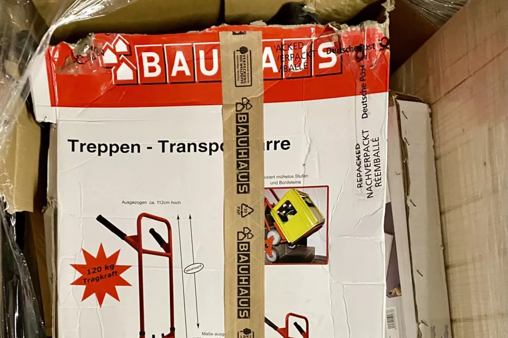 B-Ware: Bauhaus Treppen-Transportkarre – nachverpackte, beschädigte Verpackung, Artikel neuwertig und funktionsfähig