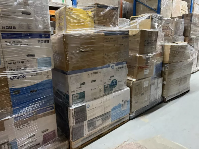 B-Ware-Paletten mit Marken-Elektronik – Drucker von Brother, Epson, HP und Canon im Lager